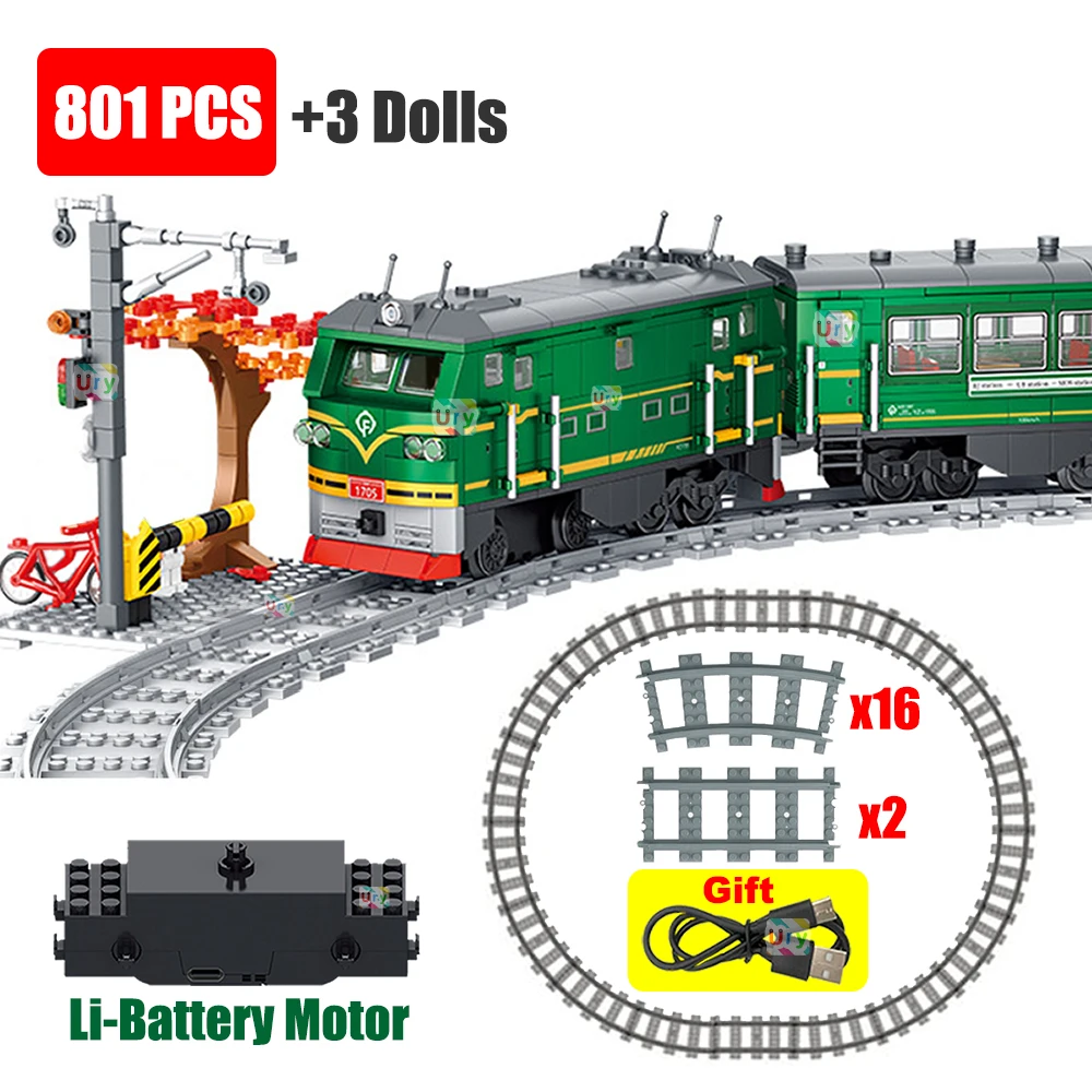 Lego Set City - Trem a vapor verde retrô, modelo