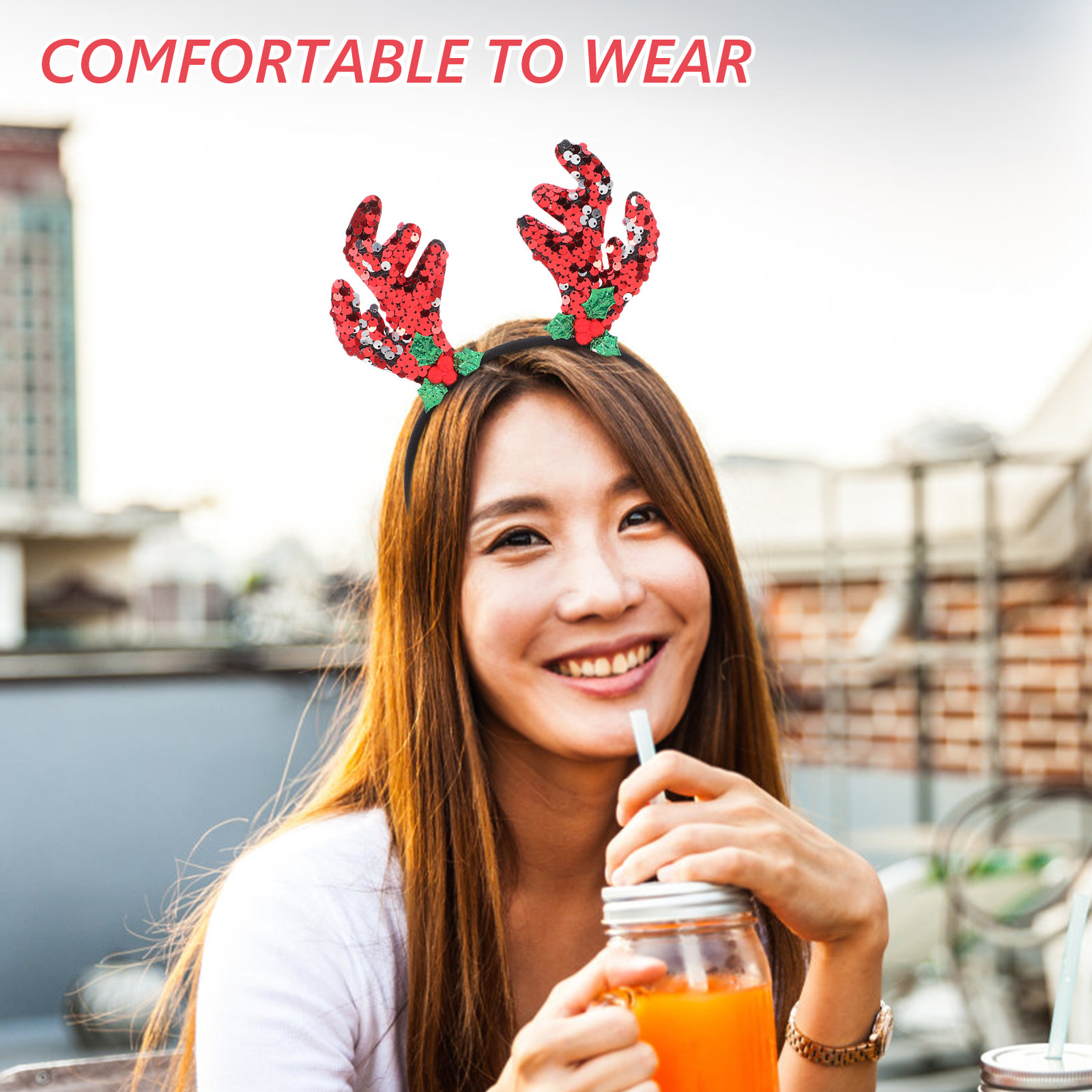 Tiara de Chifres de Rena para  - Reindeer Antlers Headband avaliação e preço