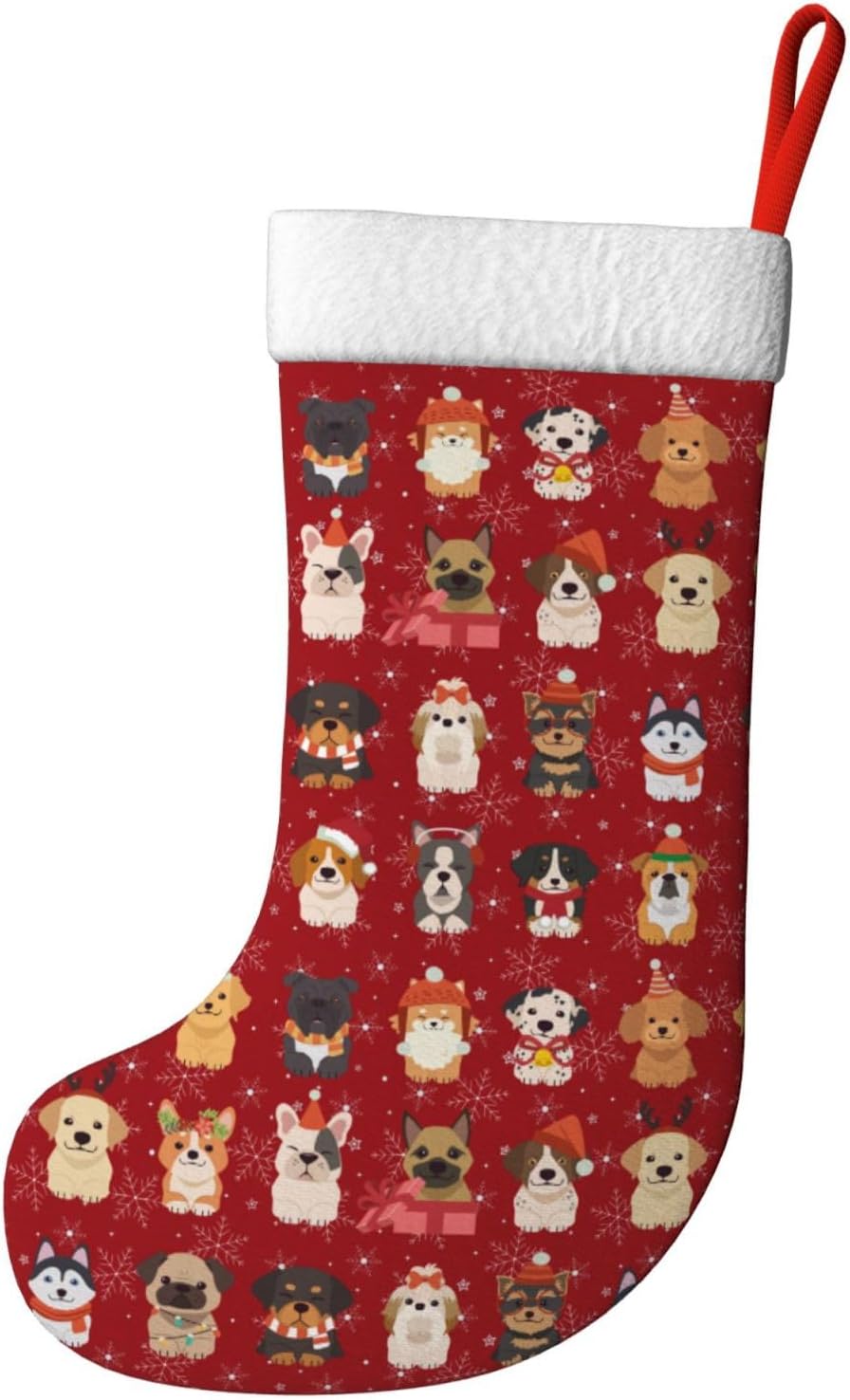 Cães de natal bonitos meias de - Christmas Stocking Hanging avaliação e preço