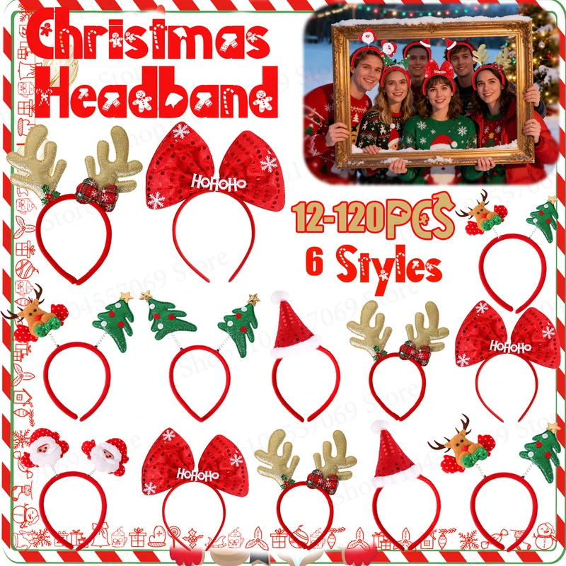 12-120 pçs natal bandana decor - Reindeer Antlers Headband avaliação e preço