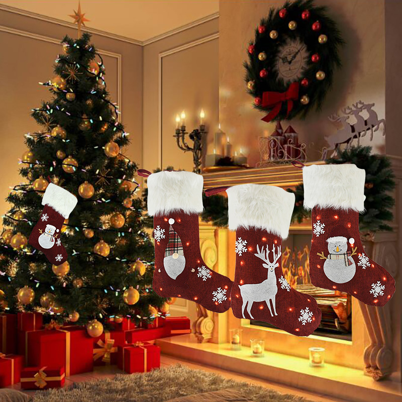 Meias de natal com luzes led l - Christmas Stocking Hanging avaliação e preço